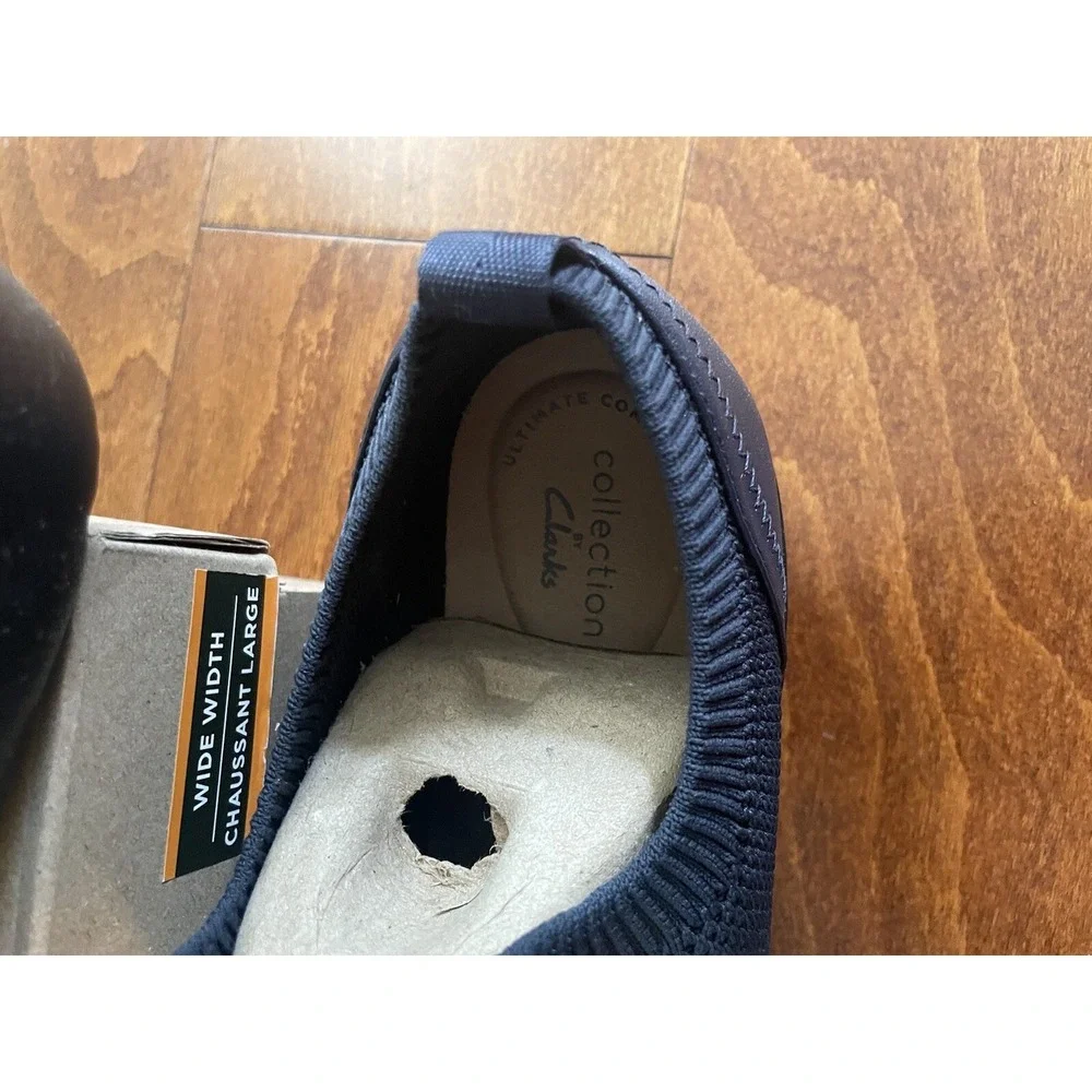 Clarks‎ Womens Sashlyn Edge Navy Combi NEW Slip On 9 N Closed Toe Flats